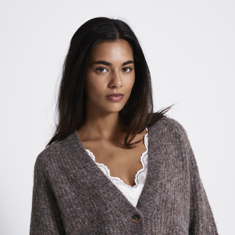 V-neck knit cardigan "Dorotea" Brown